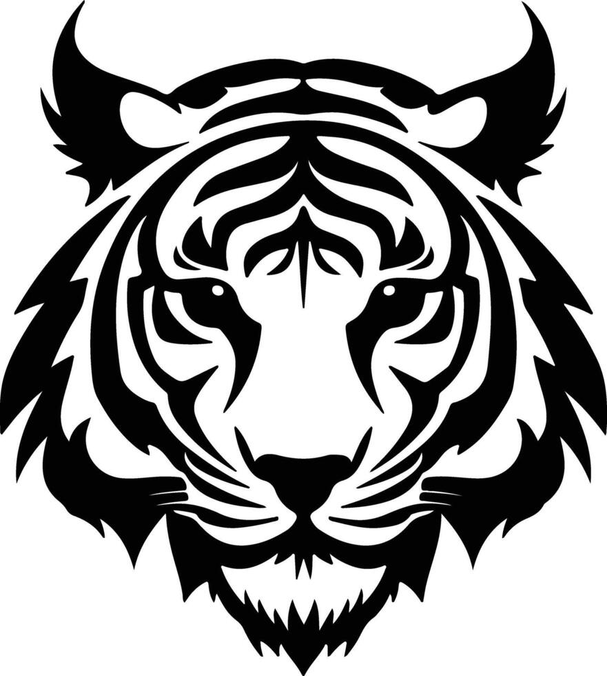 sweet Black silhouette of tiger head vector