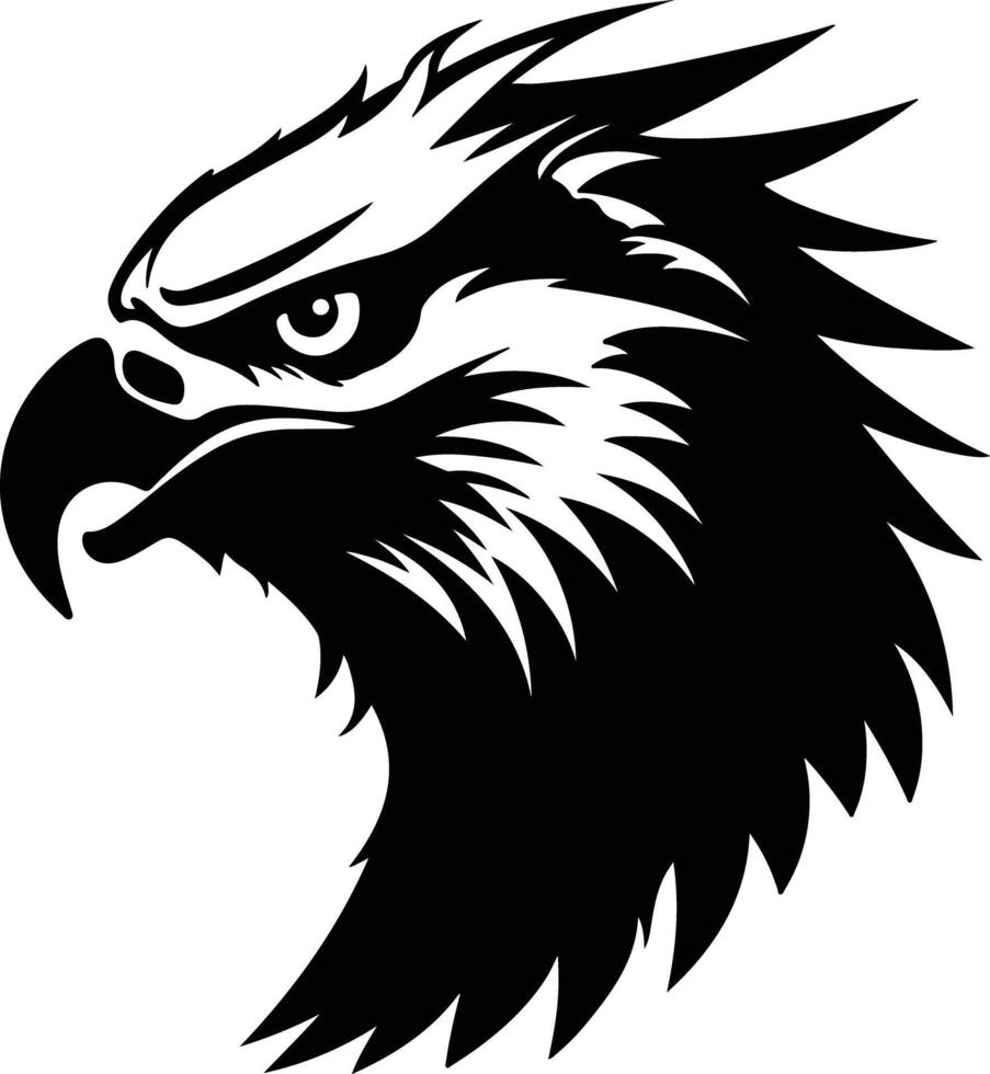 heartwarming Black silhouette of harpy eagle head vector
