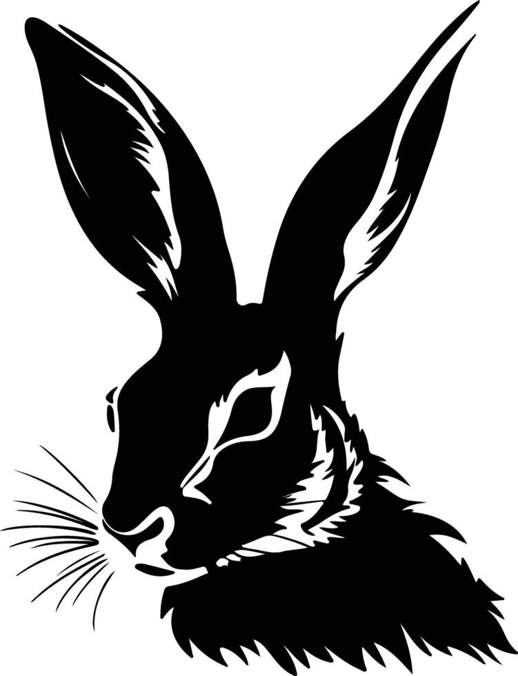 sweet Black silhouette of jack rabbit head vector