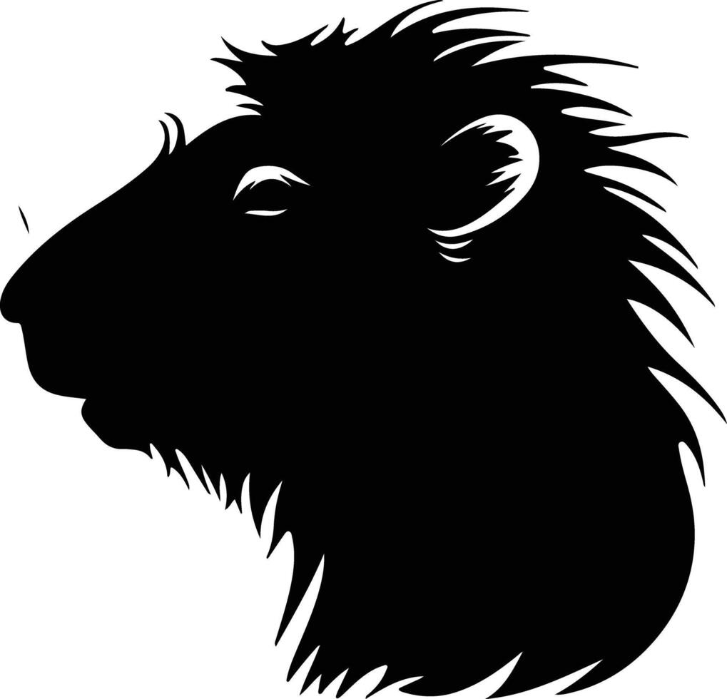 radiant Black silhouette of capybera head vector