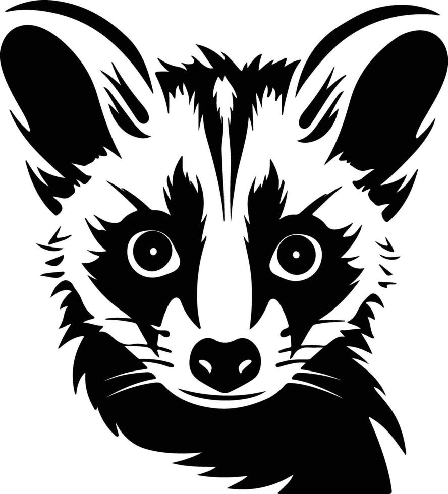 endearing Black silhouette of loris head vector