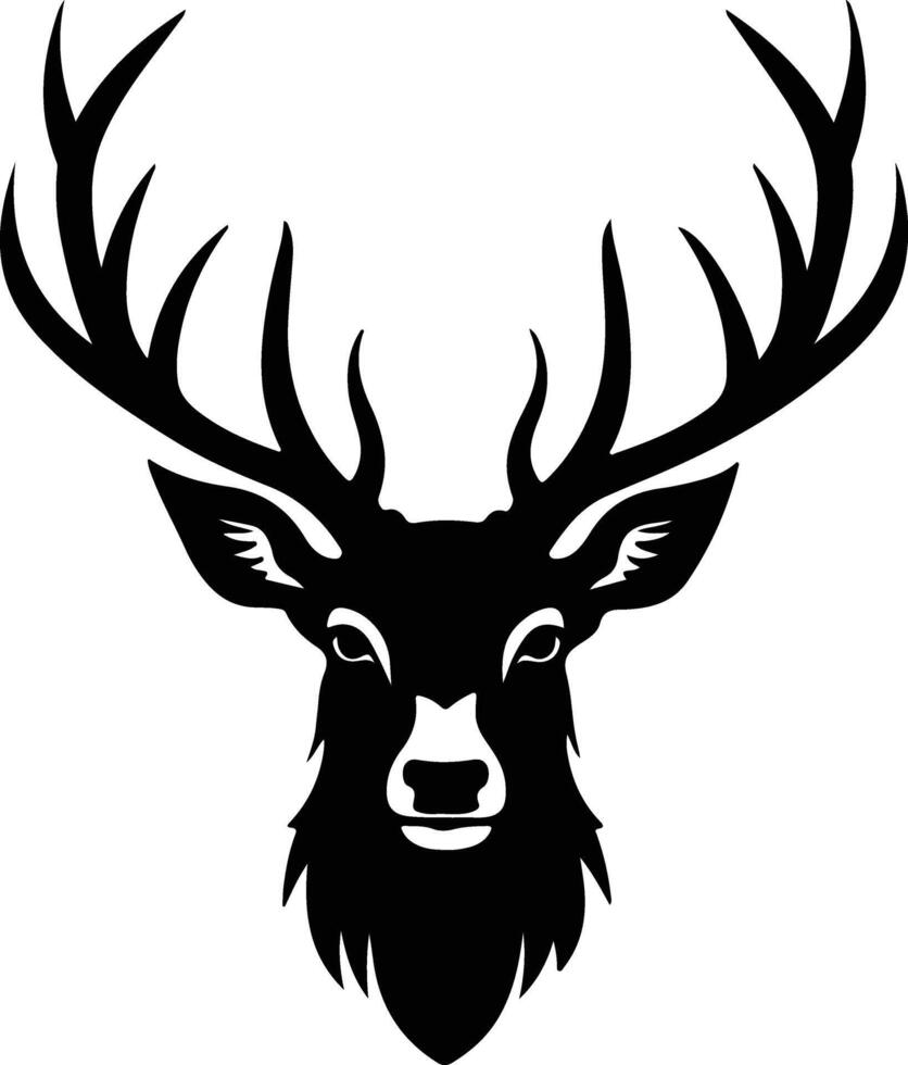 captivating Black silhouette of caribou head vector