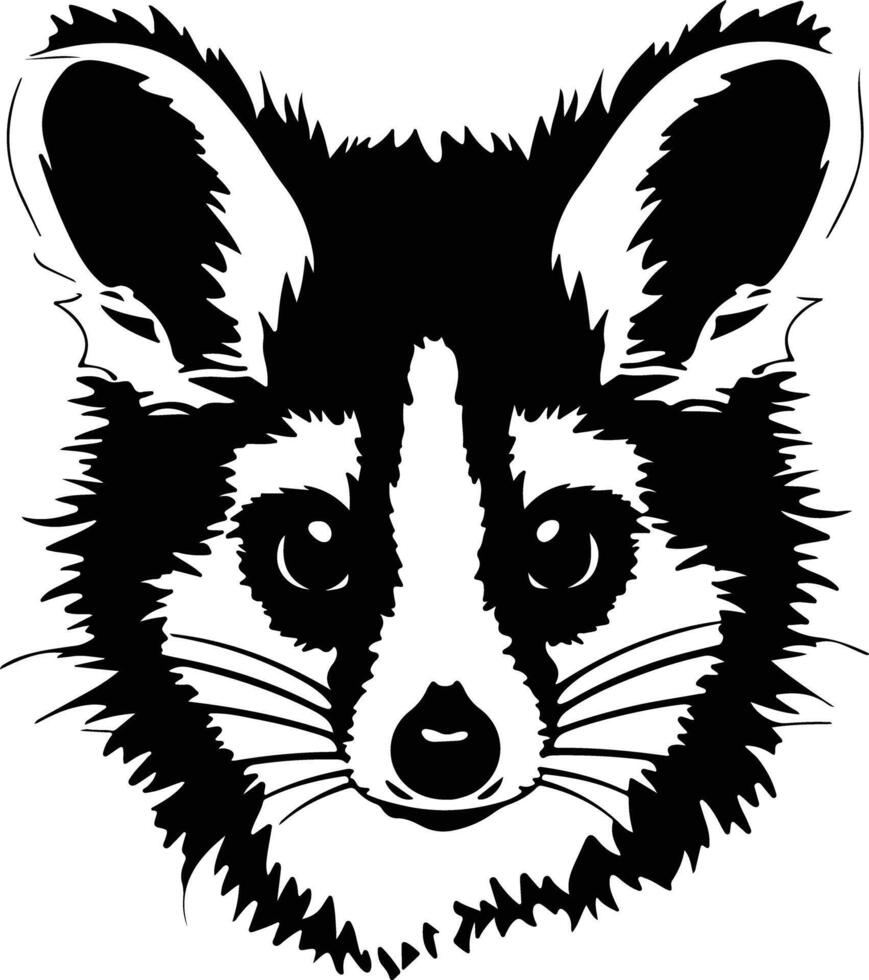 lovely Black silhouette of ringtail possum head vector