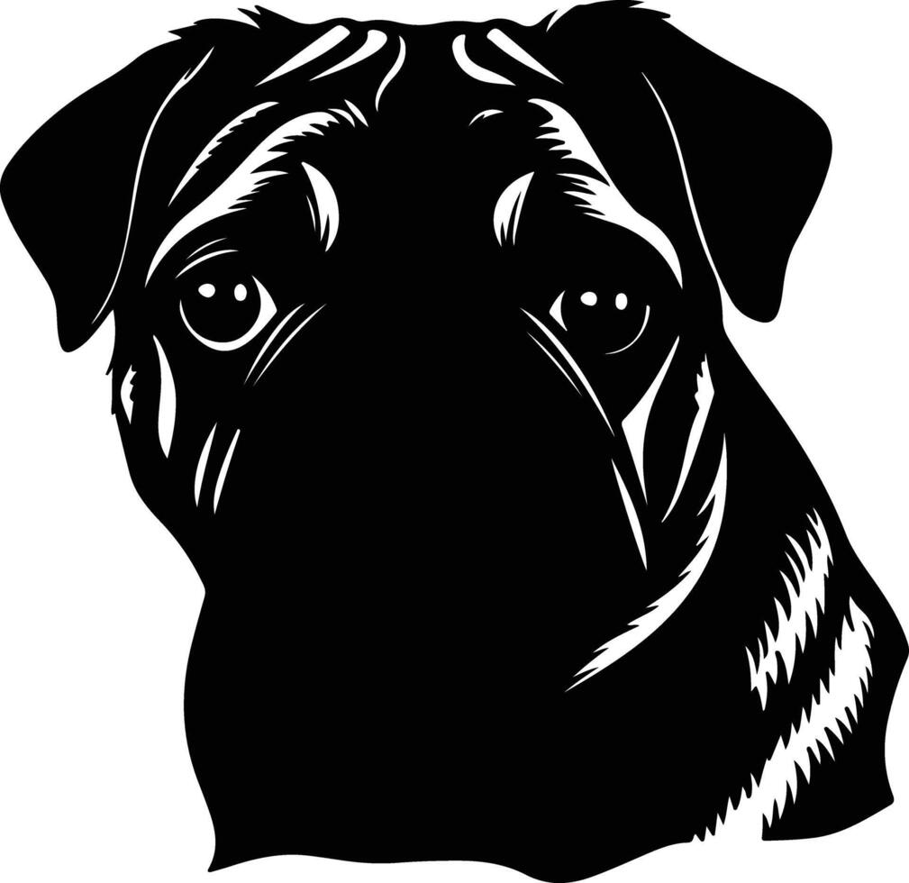 endearing Black silhouette of pug head vector