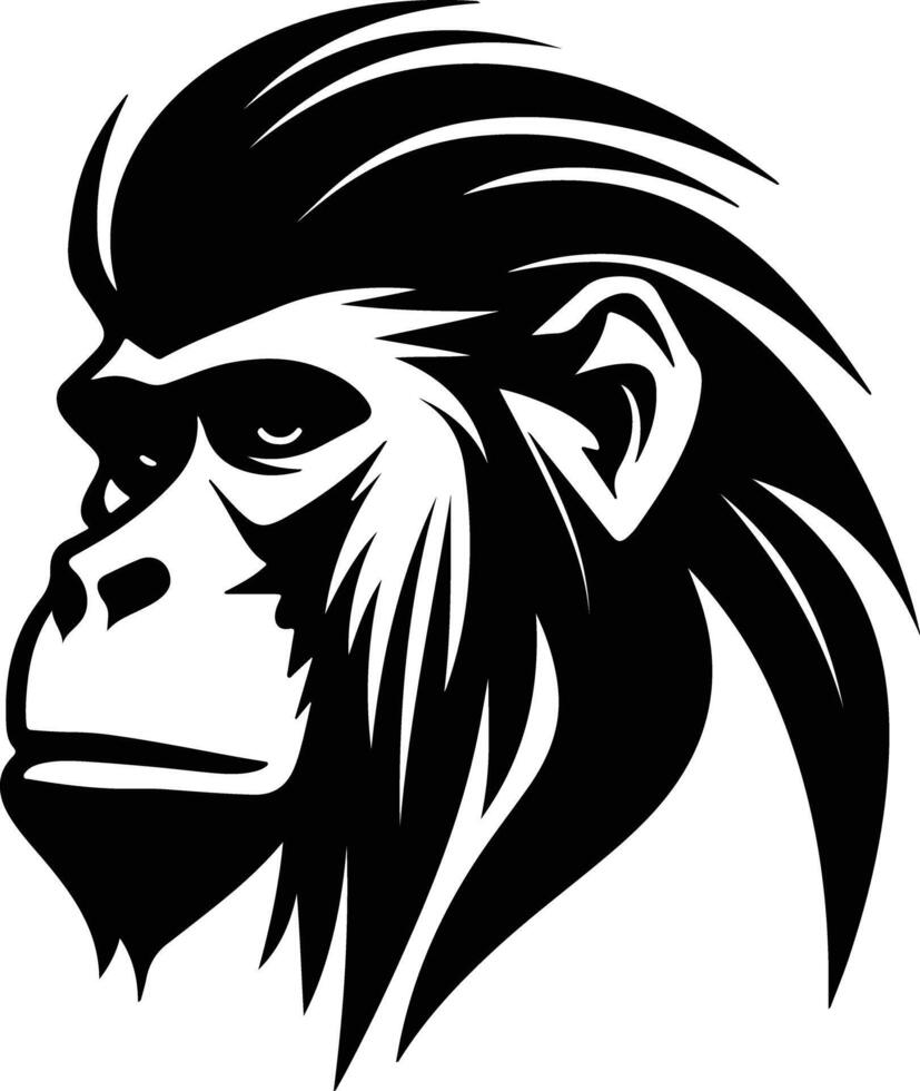 adorable Black silhouette of mandrill head vector