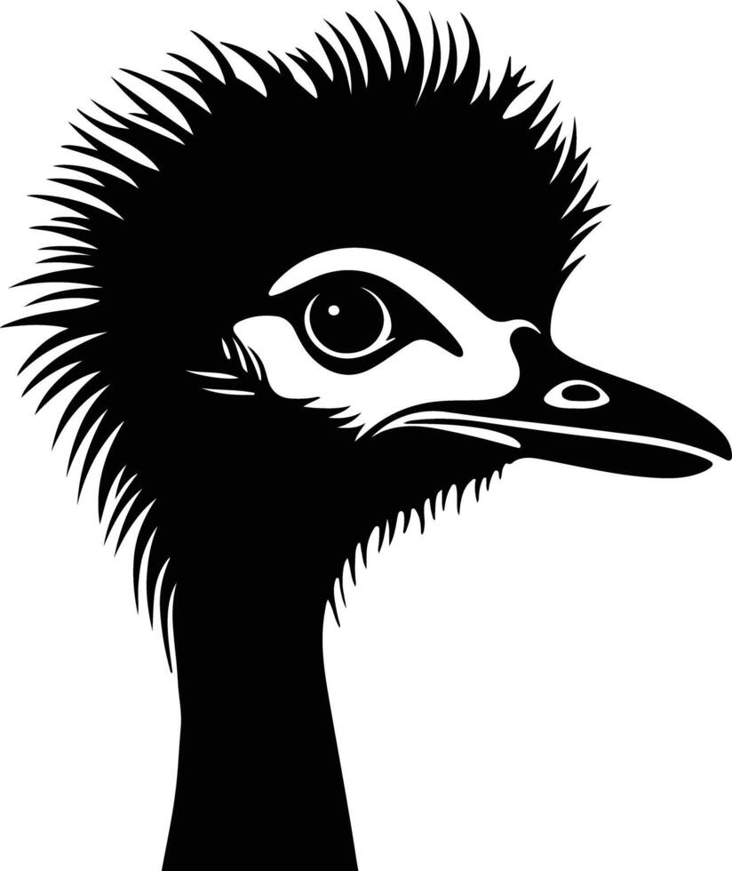 angelic Black silhouette of common rhea head vector