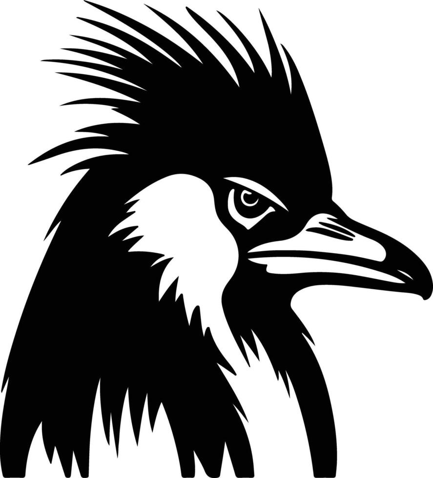 graceful Black silhouette of rockhopper penguin head vector