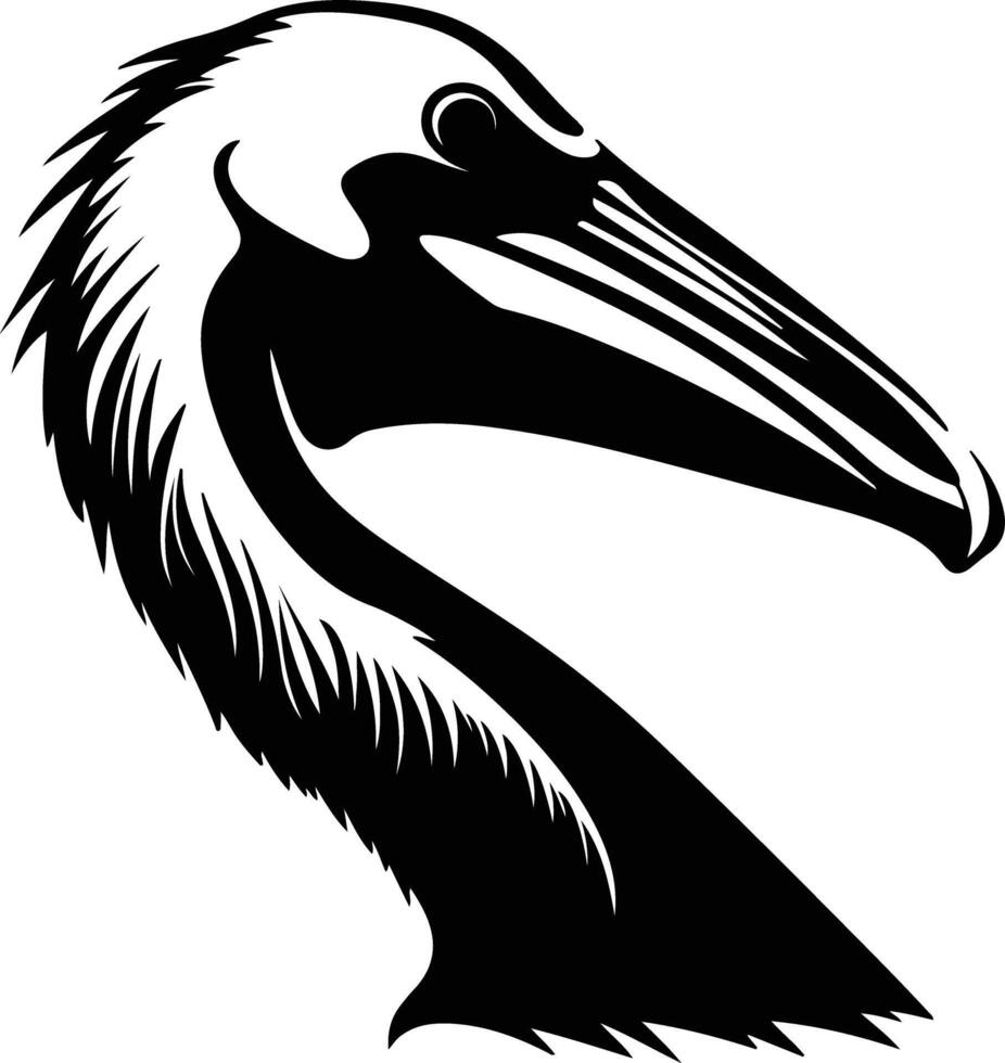 lovely Black silhouette of brown pelican head vector