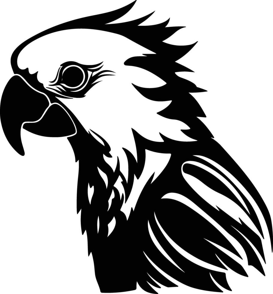 enchanting Black silhouette of cockatoo head vector