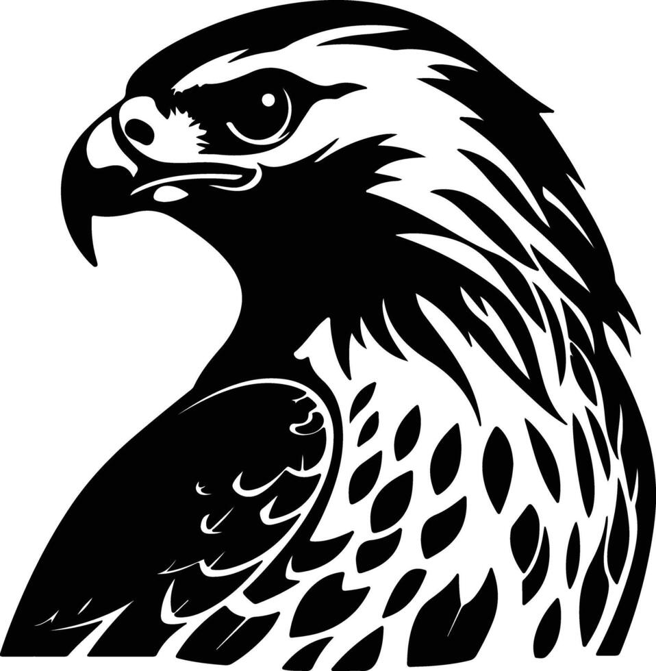 captivating Black silhouette of red-tailed hawk head vector