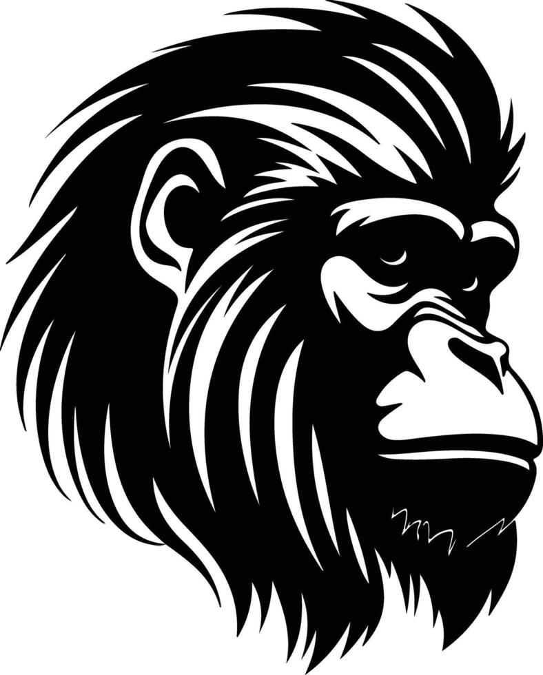 winsome Black silhouette of mandrill head vector