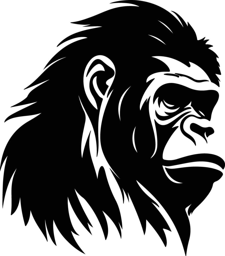 cuddly Black silhouette of orangutan head vector