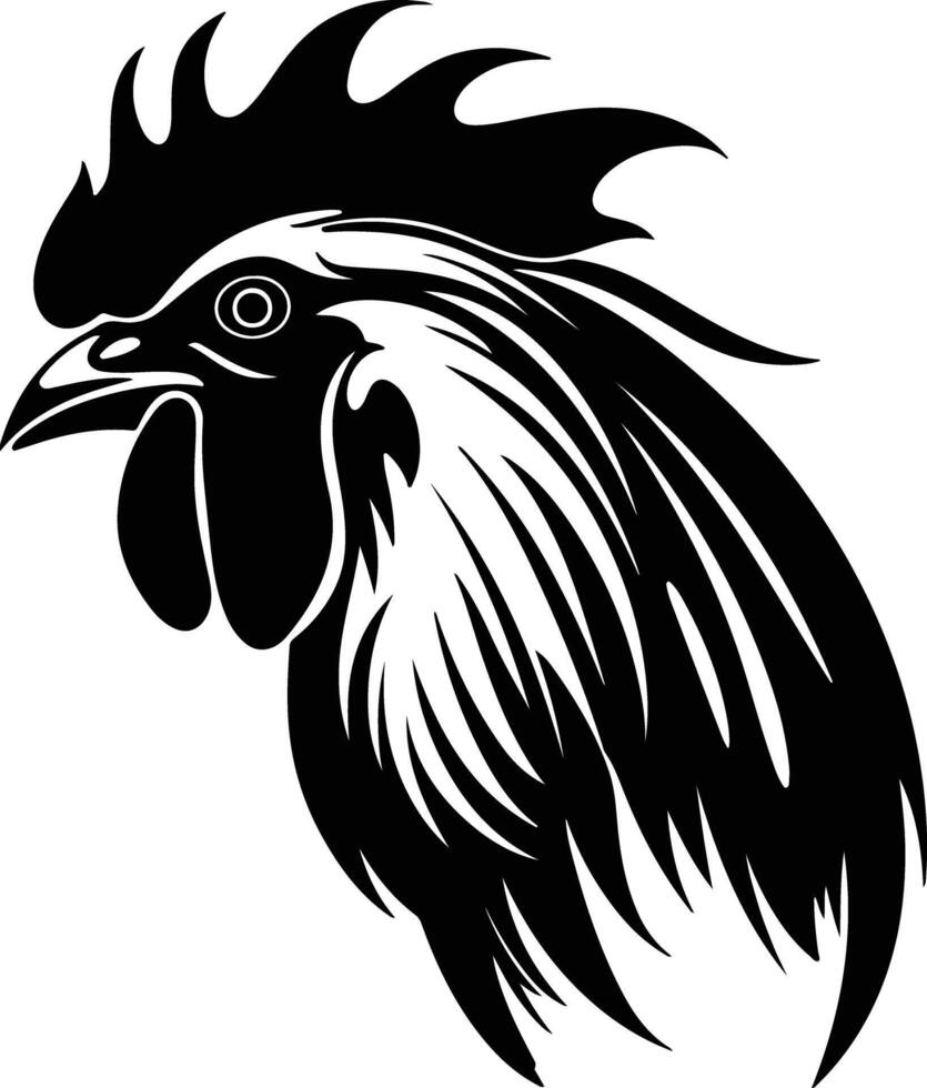 lovely Black silhouette of rooster head vector