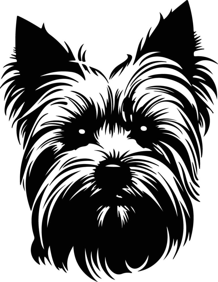 enchanting Black silhouette of Yorkshire terrier head vector
