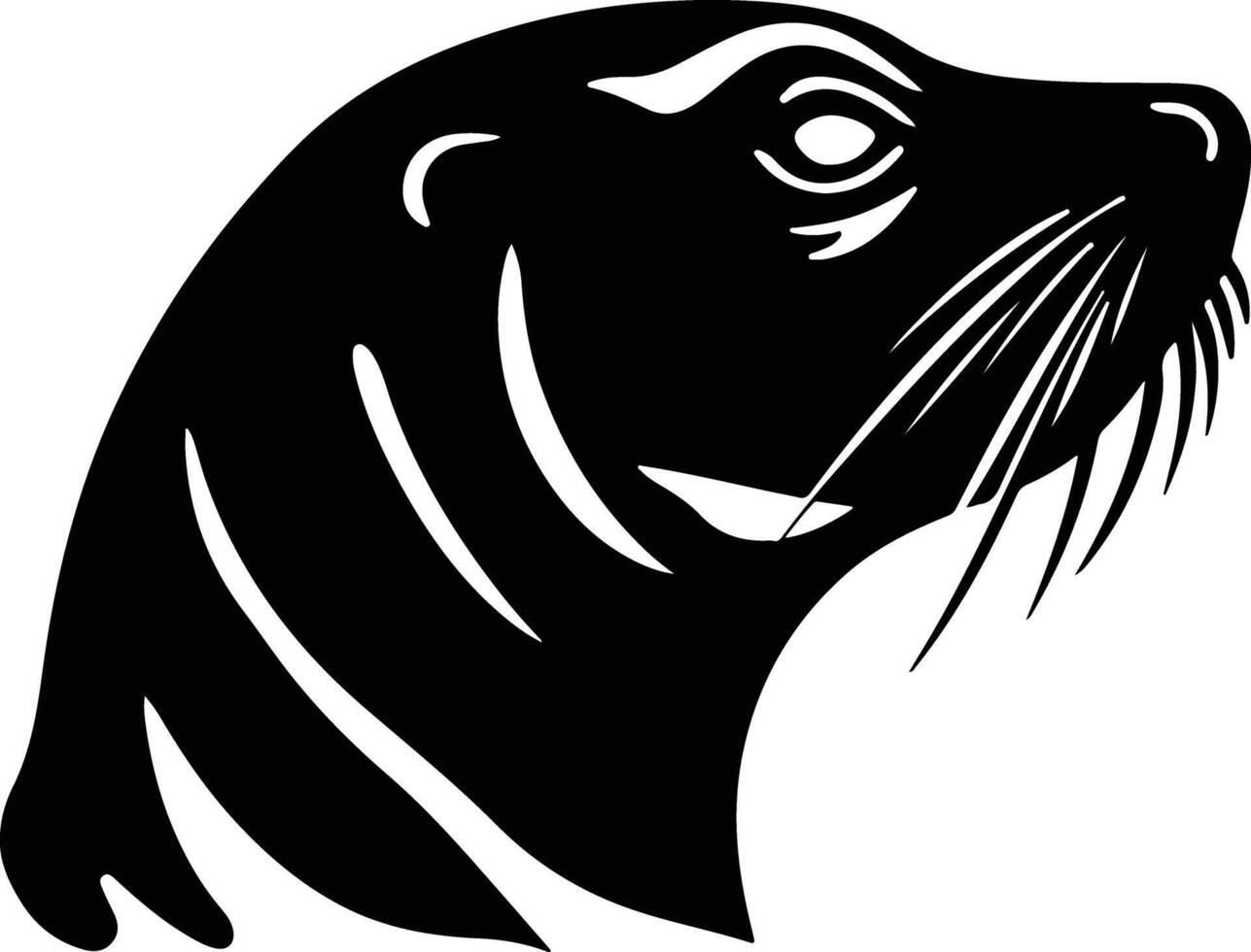 lovely Black silhouette of sealion head vector