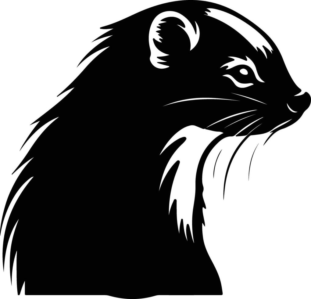 radiant Black silhouette of mink head vector