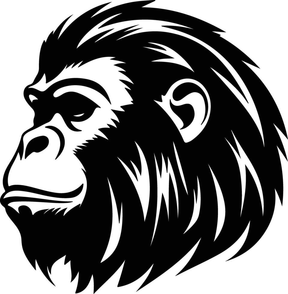 adorable Black silhouette of howler monkey head vector