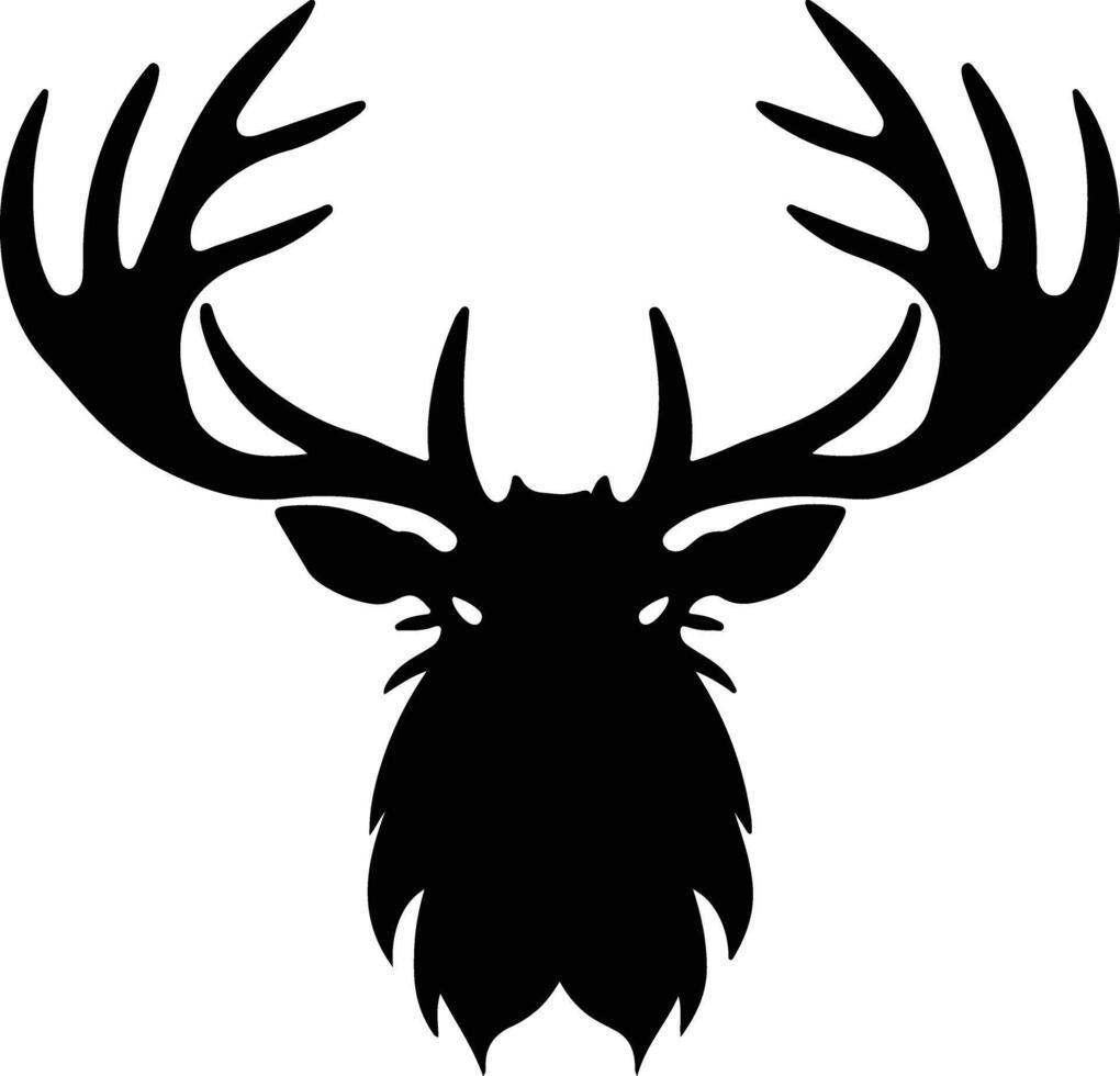 Black silhouette of woodland caribou head vector