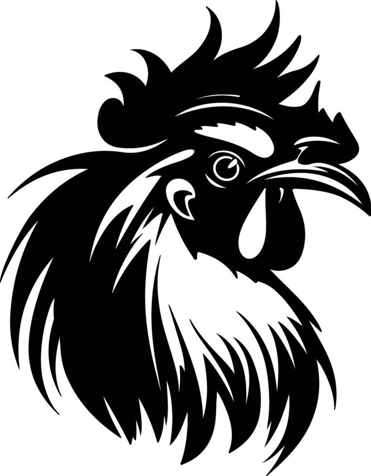 Black silhouette of hen head vector