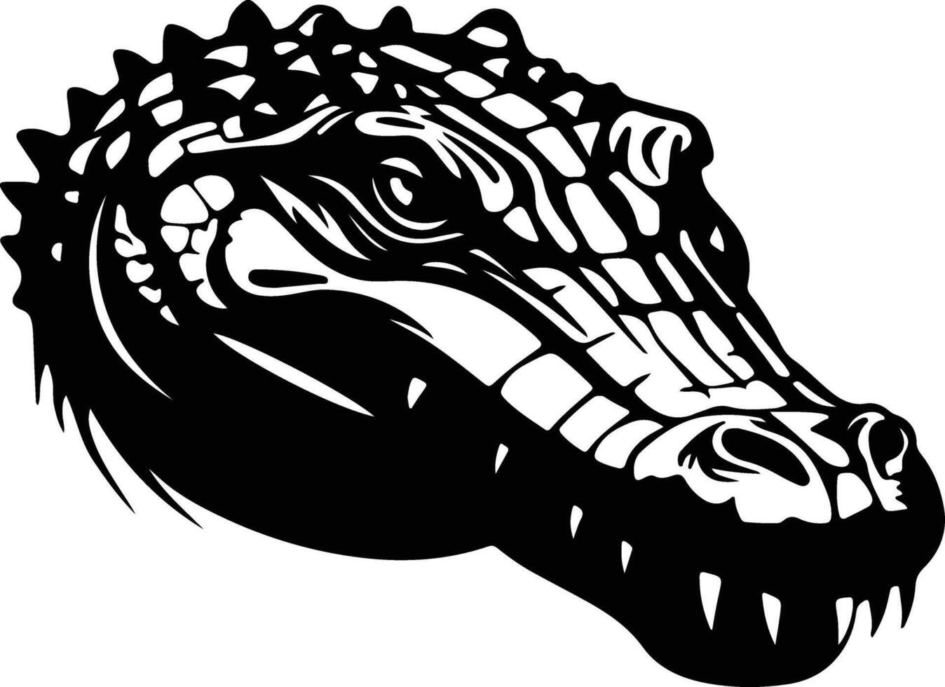 Black silhouette of caiman head vector