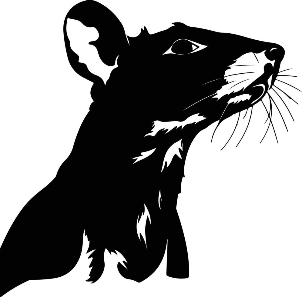 charming Black silhouette of rat head vector
