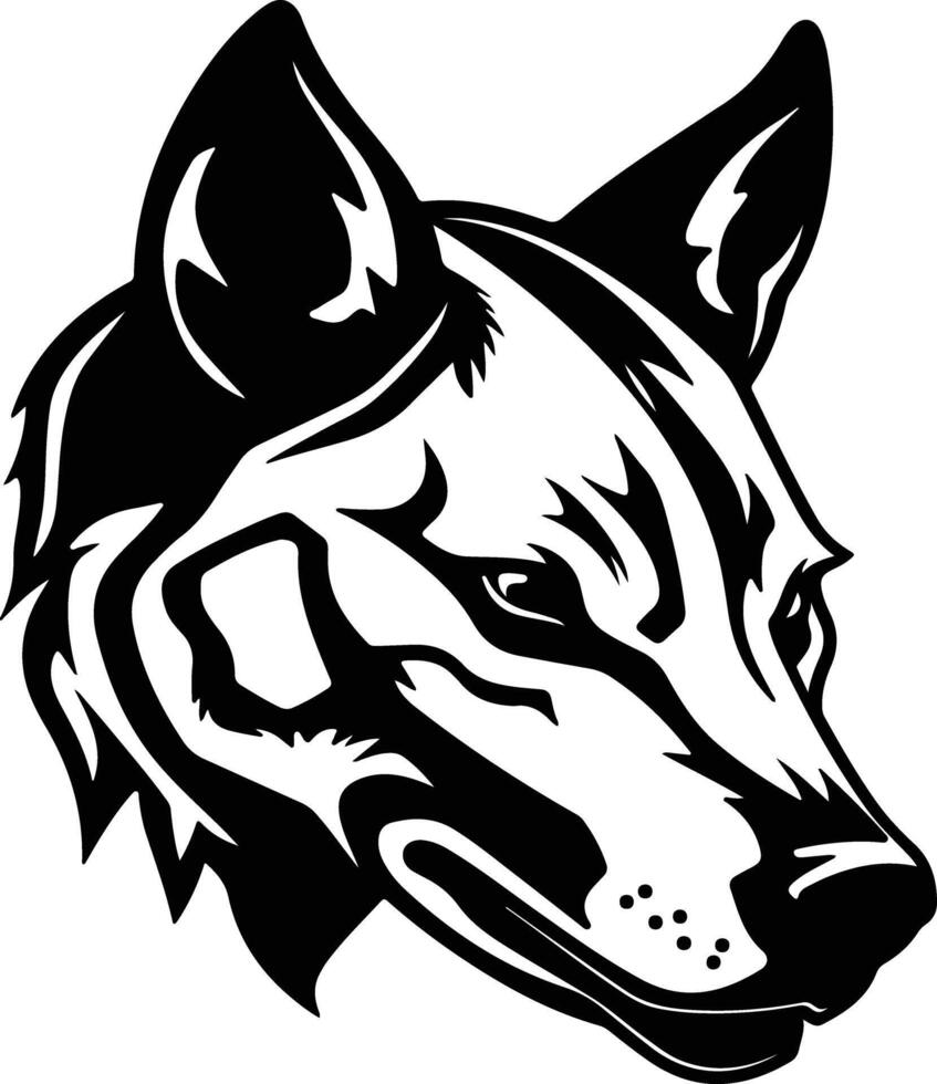 adorable Black silhouette of Tasmanian tiger head vector