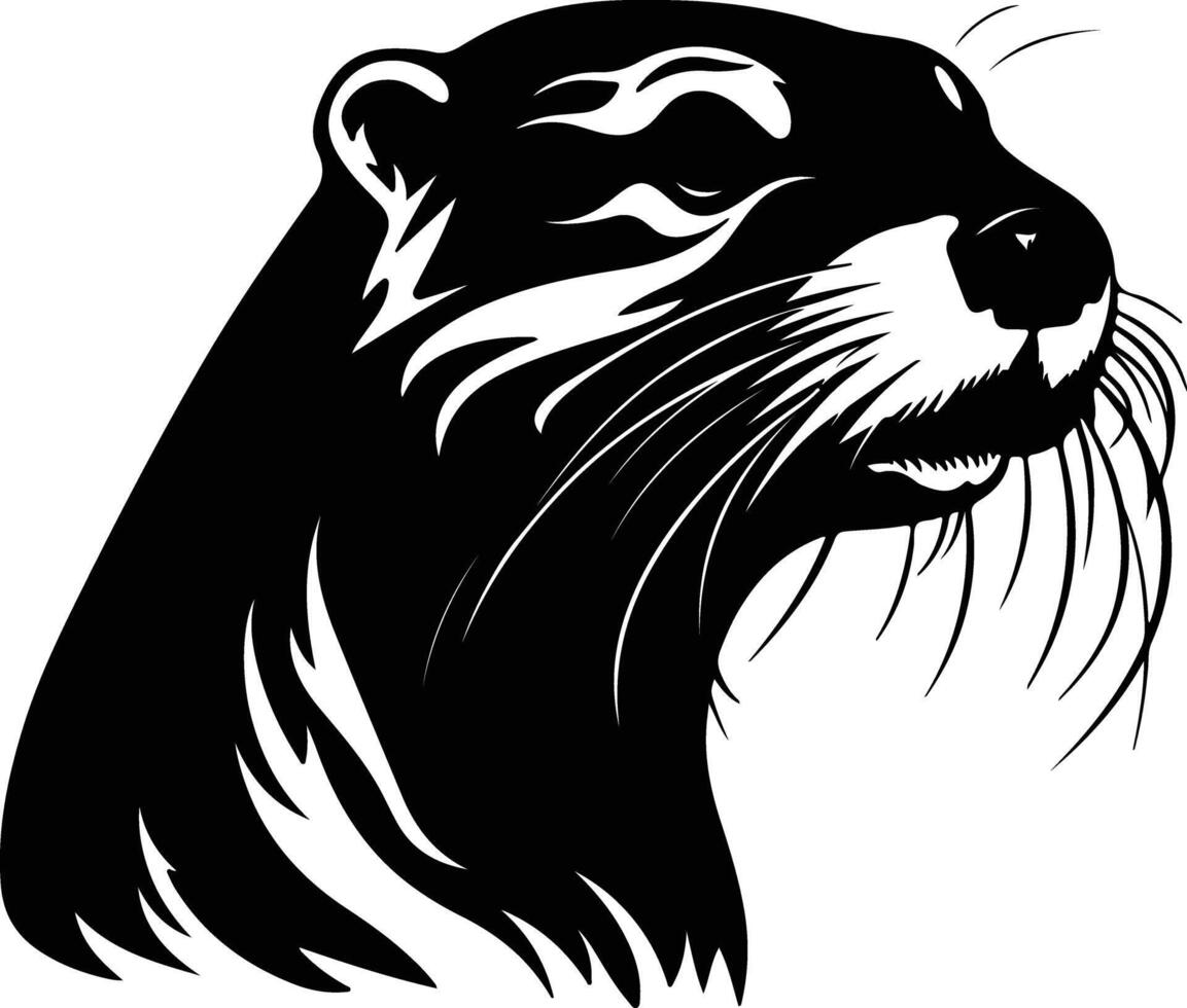 charming Black silhouette of otter sea head vector
