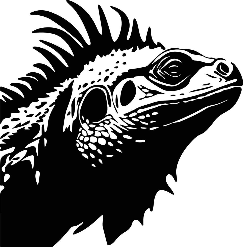 enchanting Black silhouette of tuatara head vector