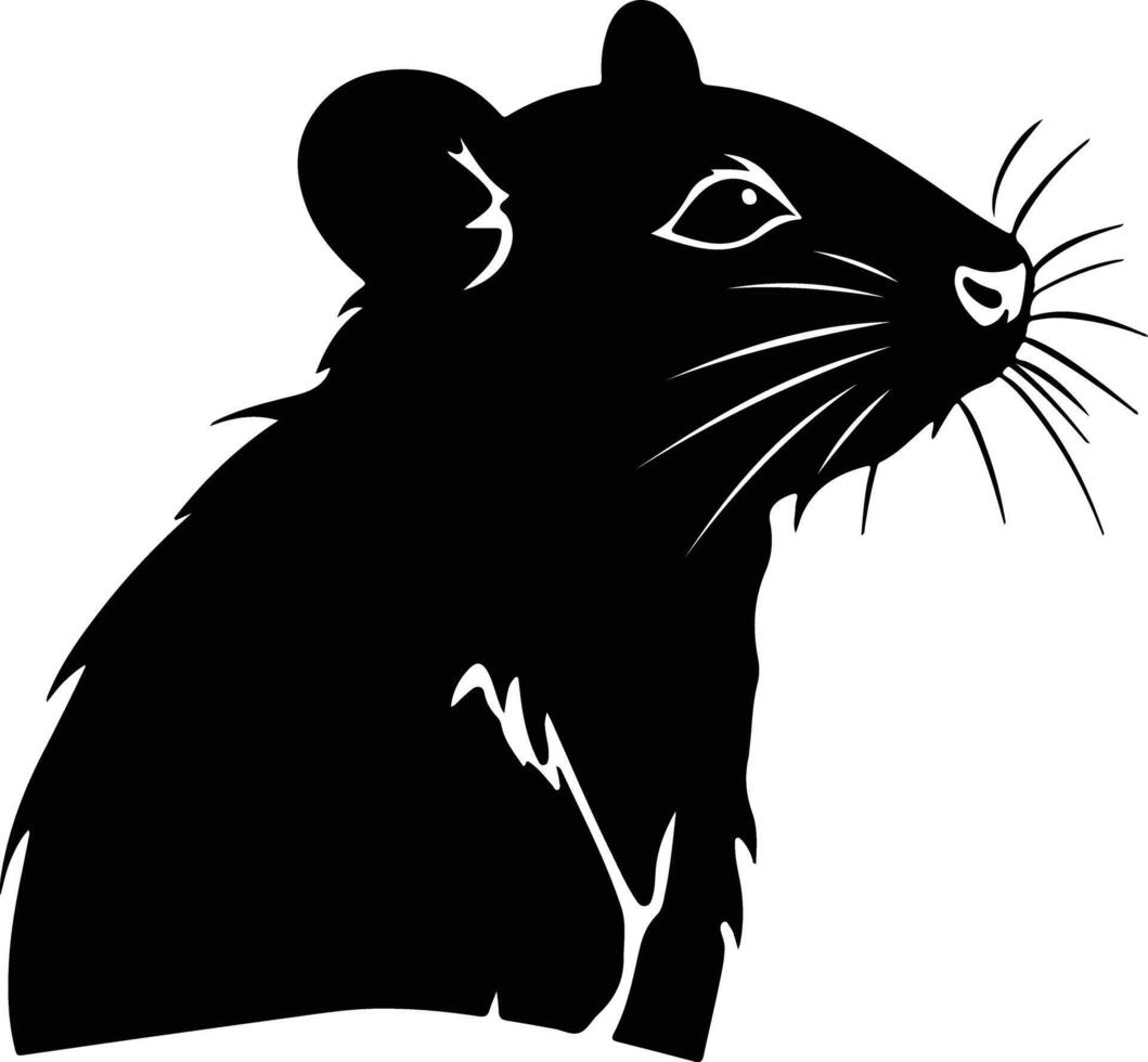 captivating Black silhouette of rat head vector