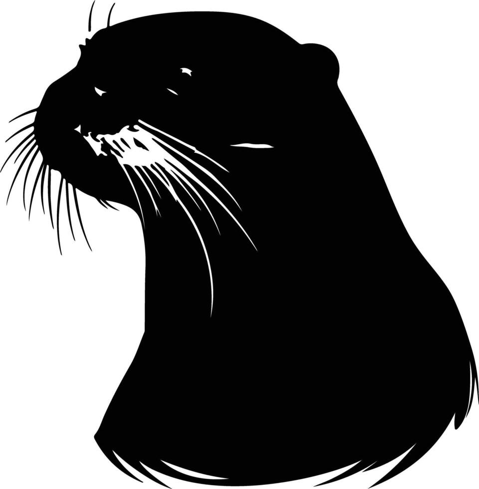 winsome Black silhouette of river otter head vector