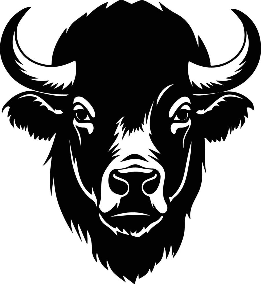 angelic Black silhouette of buffalo head vector