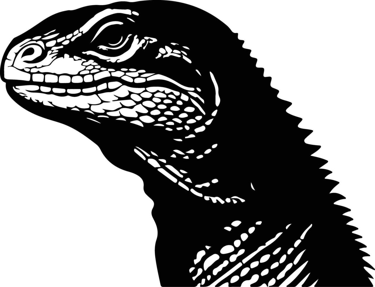 lovely Black silhouette of monitor lizard head vector