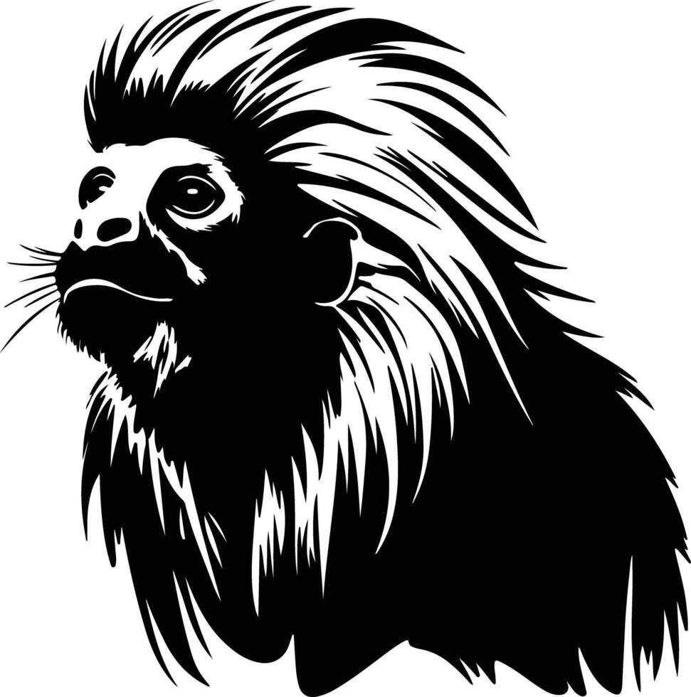 adorable Black silhouette of tamarin head vector
