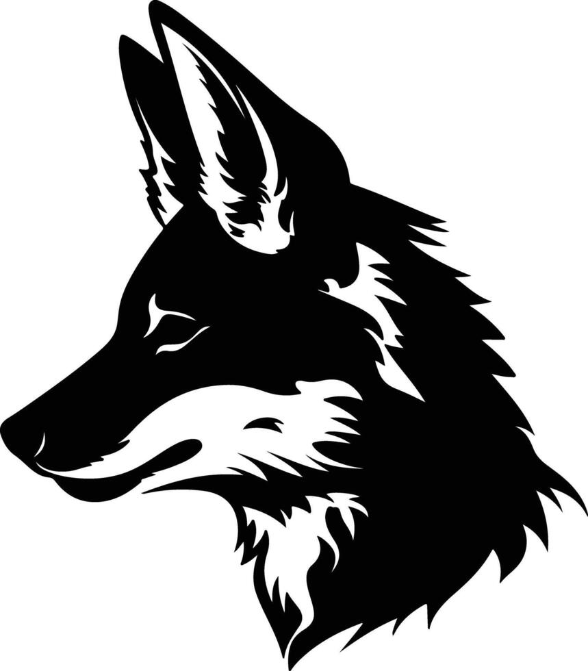 Black silhouette of dhole head vector