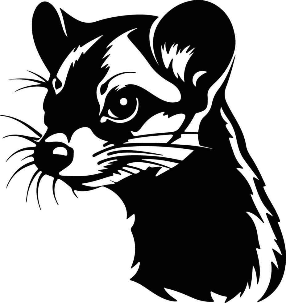 heartwarming Black silhouette of kinkajou head vector