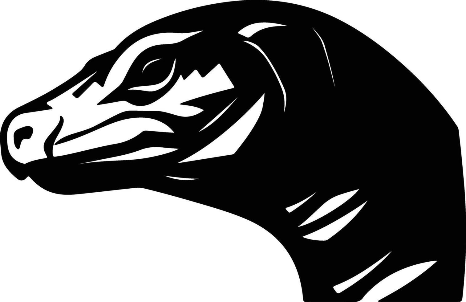 charming Black silhouette of Komodo dragon head vector