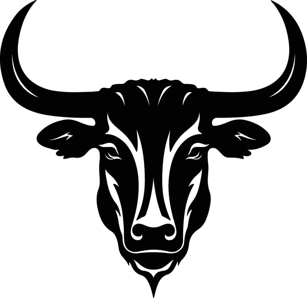 charming Black silhouette of longhorn head vector