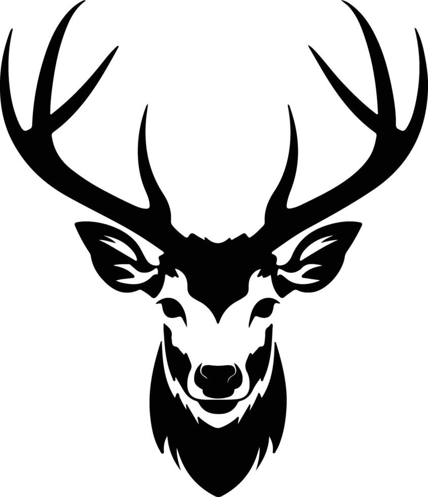 sweet Black silhouette of white-tailed deer head vector