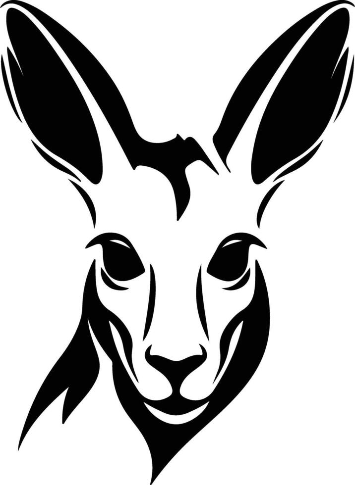 sweet Black silhouette of kangaroo head vector