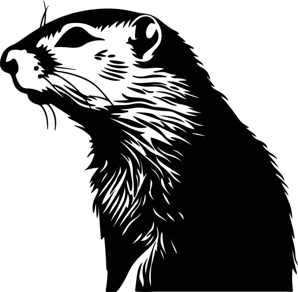 precious Black silhouette of woodchuck head vector