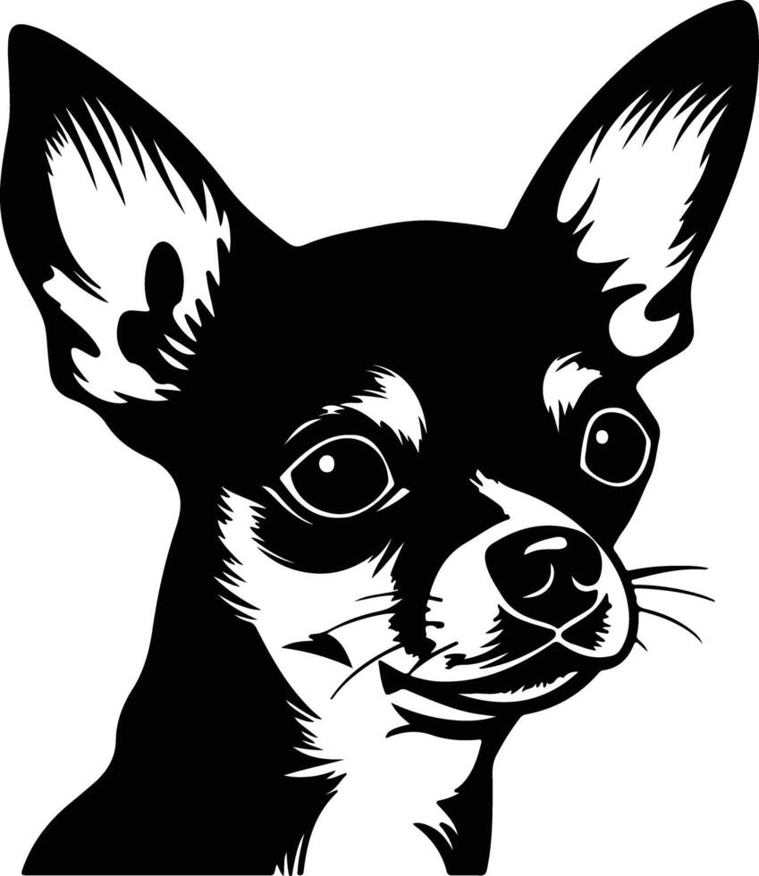 adorable Black silhouette of chihuahua head vector