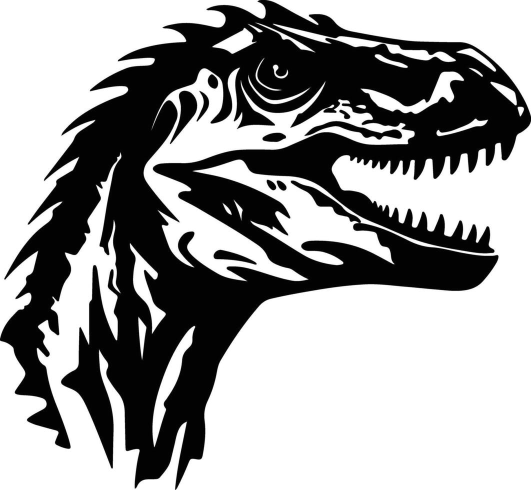 adorable Black silhouette of Deinonychus head vector