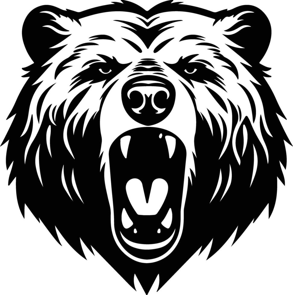 charming Black silhouette of grizzly bear head vector