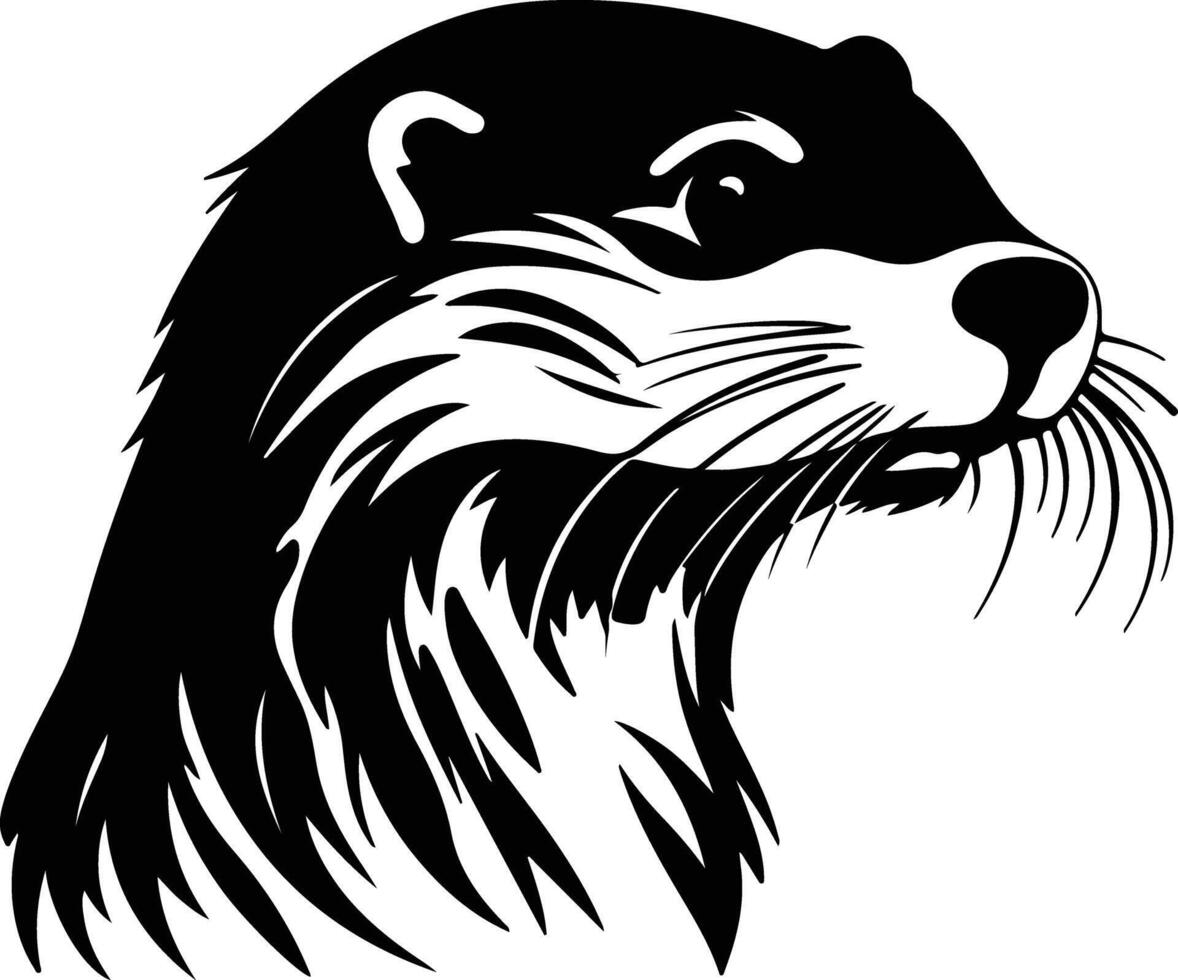 radiant Black silhouette of otter river head vector