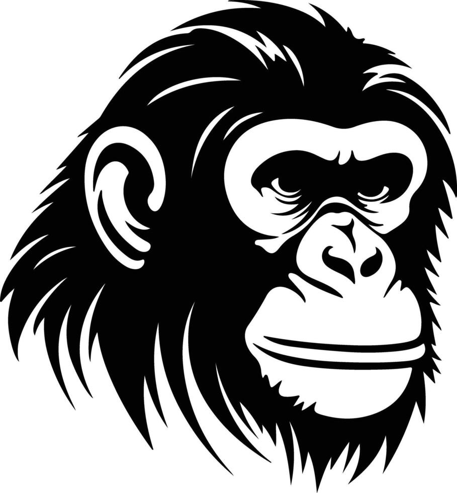 Black silhouette of monkey head vector