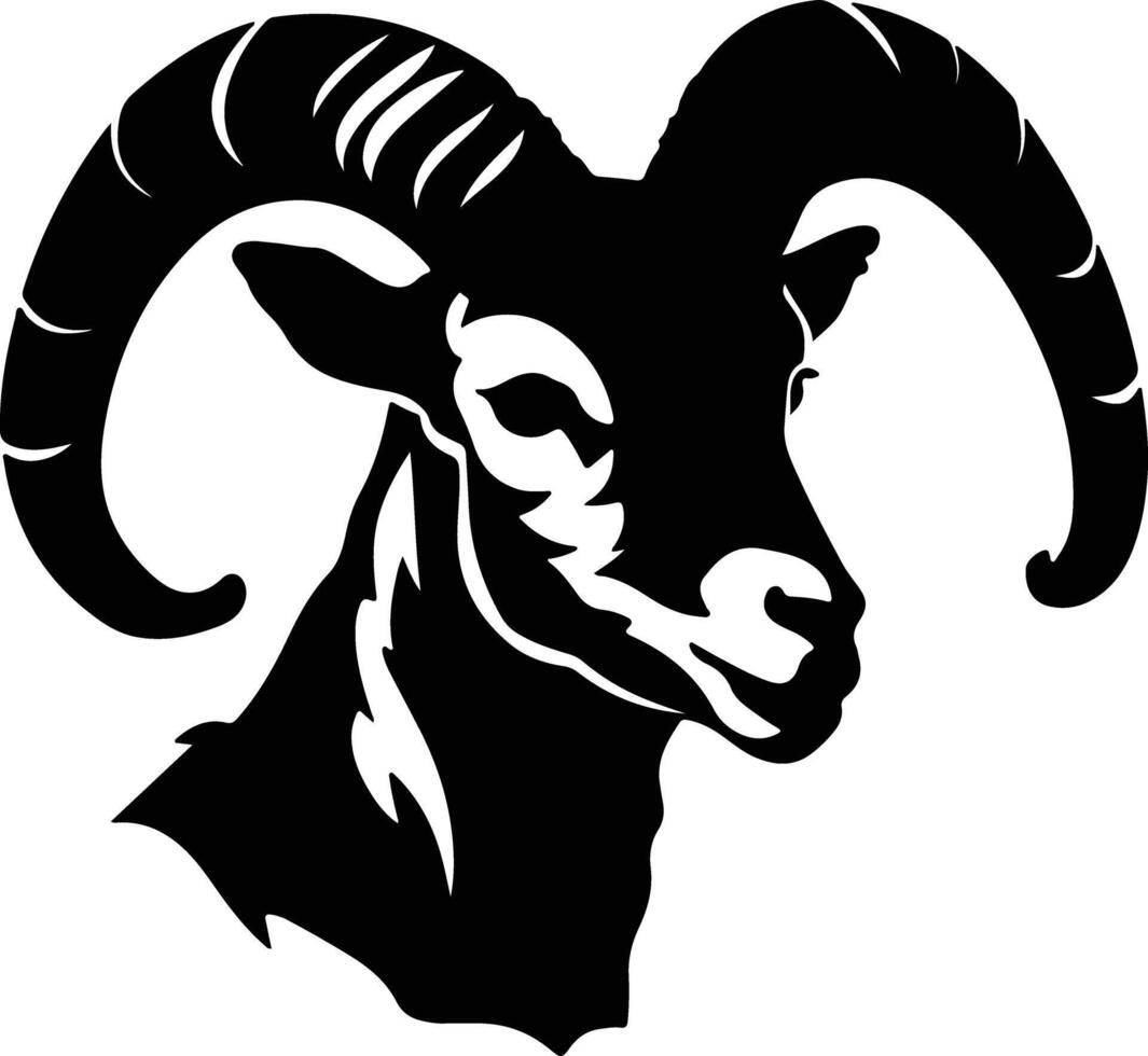 adorable Black silhouette of dall sheep head vector