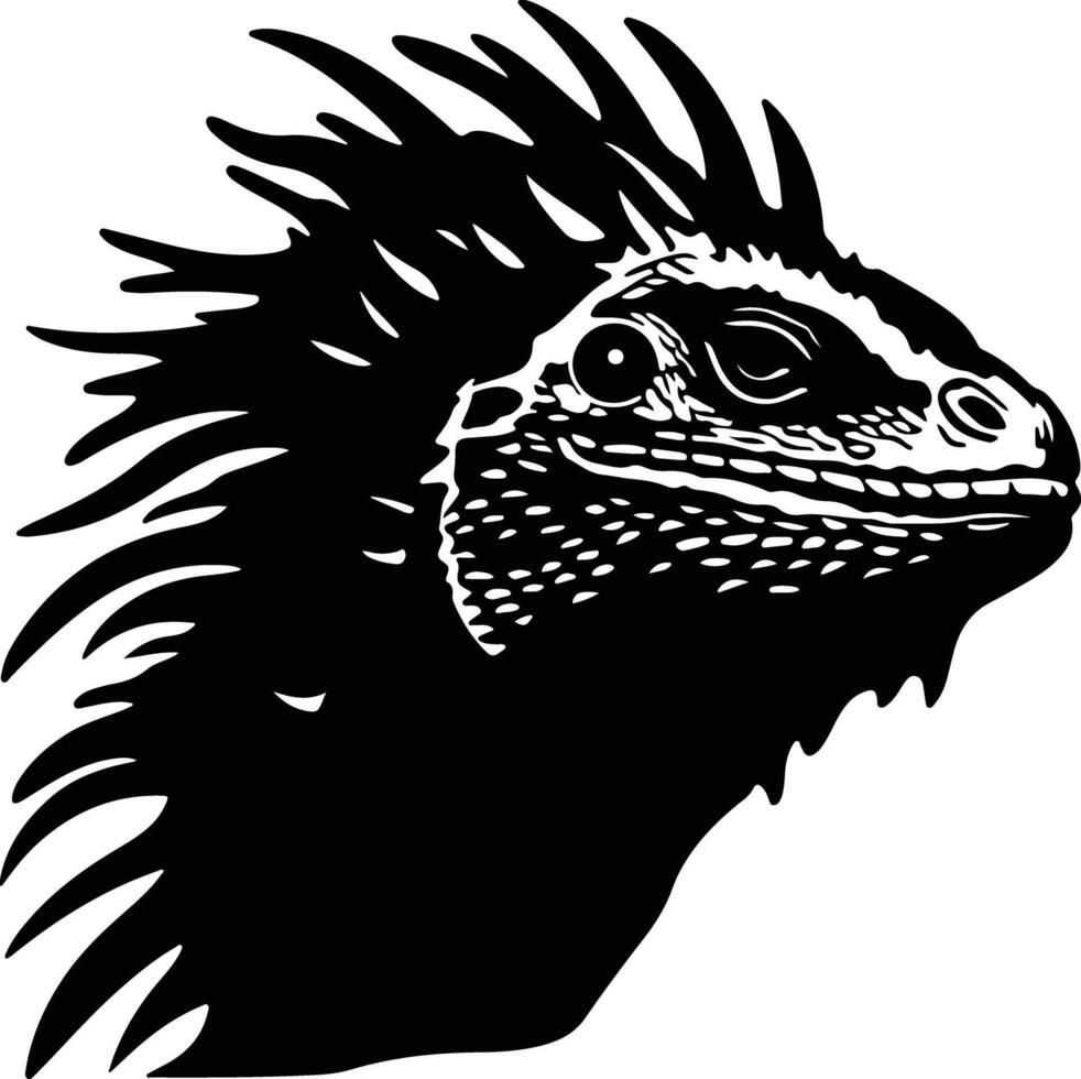 sweet Black silhouette of tuatara head vector