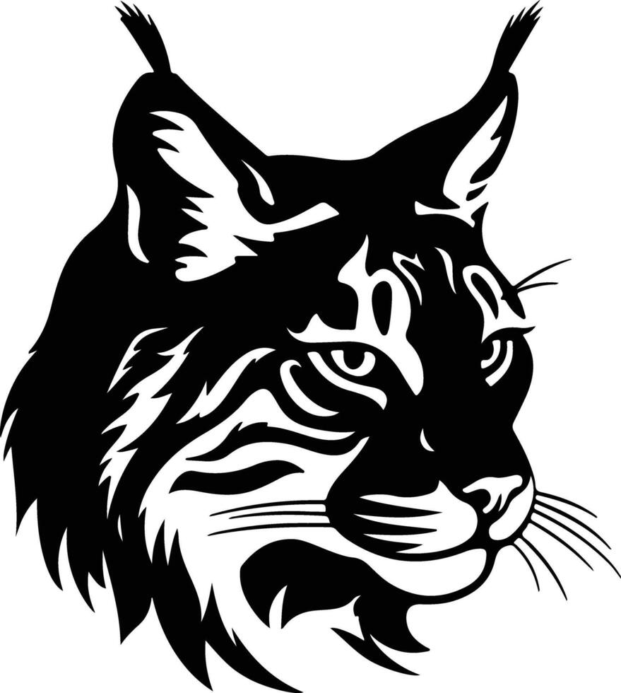 enchanting Black silhouette of bobcat head vector