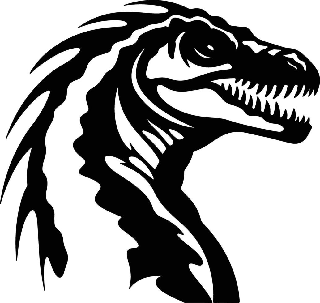 Black silhouette of Iguanodon head vector