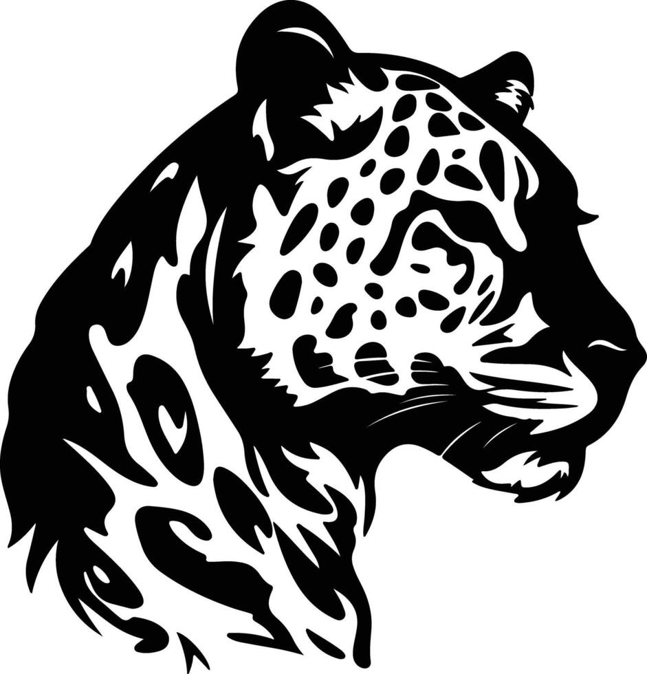 charming Black silhouette of snow leopard head vector